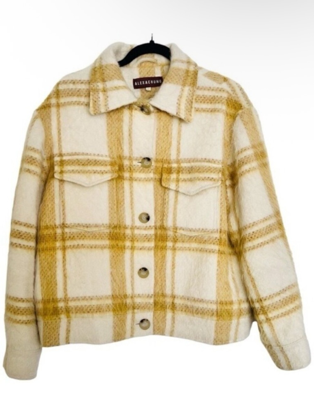 AlexaChung Yellow Check Wool Blend Jacket US 10